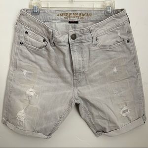 Light Denim Distressed Jean Shorts